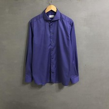 Men Eton Shirt Navy Cotton 42 / XL / 50