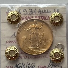 MONETA ORO REGNO D'ITALIA VITTORIO EMANUELE III 100 LIRE PRORA 1931 Anno IX FDC
