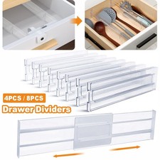 8X Drawer Dividers Partition Adjustable Expandable Kitchen Bedroom Organiser