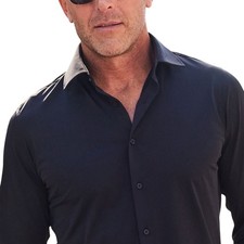Collars  Co. Apex Performance Dress Shirt  Black  Semi Spread Collar  SM