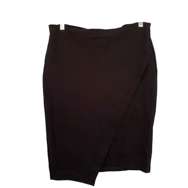 Decjuba Womens M Stretch Knit Asymmetrical Knee Length Skirt Office/Party Black