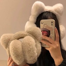 Cute Cat Earmuffs Windproof Foldable Plush EarWarmer Soft Faux Fur EarProtectio  