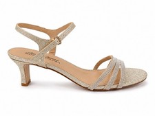 Badgley Mischka American Glamour Gold Rhinestone Heels Sandals Women's 6.5M NIB