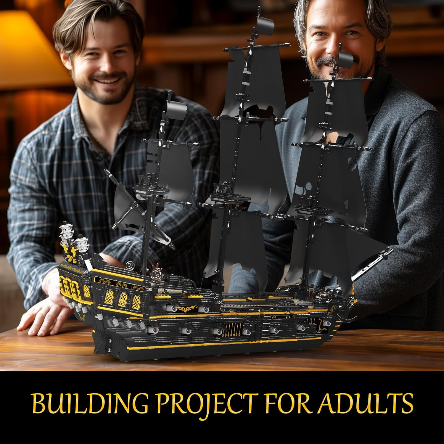 Black Pearl Pirate Ship Model Kit - 3180 Pieces, Perfect Gift for Collectors