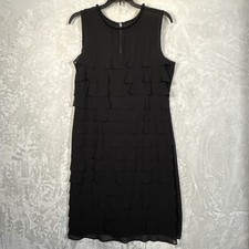 S.L. FASHIONS Sheer Sleeveless LAYERED Zip COCKTAIL LITTLE BLACK DRESS SIZE 10