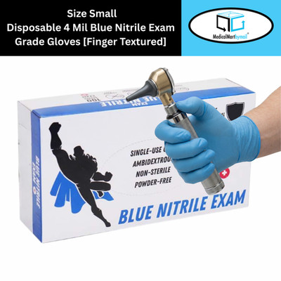 Pack of 2000 Nitrile Glove 4 Mil Powder Free Blue (Non-Vinyl, Non-Latex) Size: S