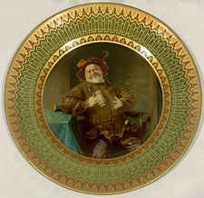 Antique Dresden Art Plate Tin Litho Jack Falstaff Meek Co Beer Tray Early 1900s