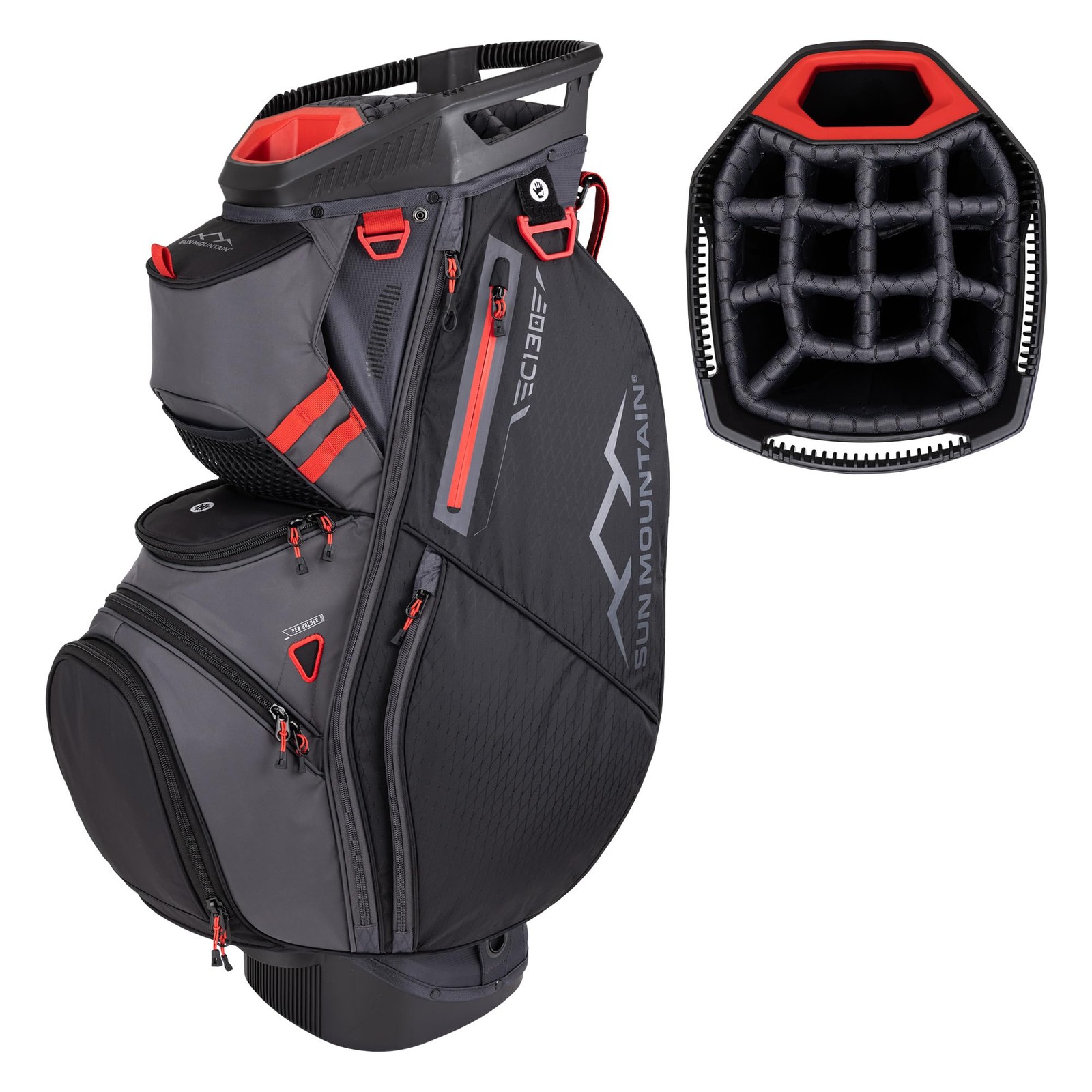 Sun Mountain 2025 C130 Cart Bag, Men’s, Steel/Black/Red