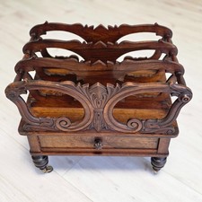 Antiker Canterbury Zeitungsständer  Victorian Englisch um 1900 mit Schublade