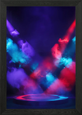Neon Bühne mit Rauch gerahmtes Wandbild Poster Leinwanddruck Bild