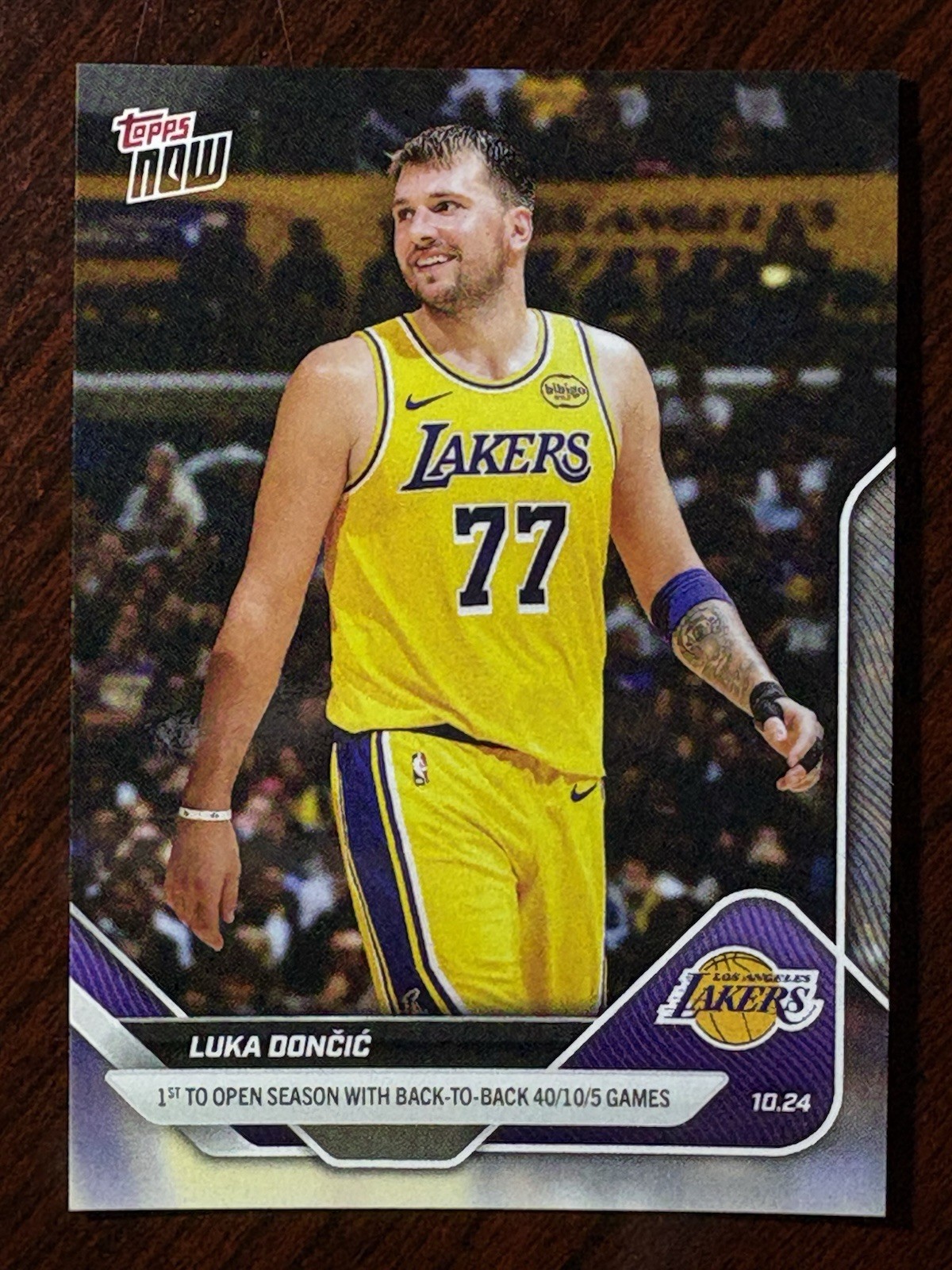 2025-26 Topps Now #24 Luka Doncic 1st To Open Season Back-To-Back 40/10/5 Lakers