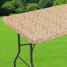 Spandex Fitted Tablecloth for 6 Foot Rectangle Tables, Washable Picnic Table Cov
