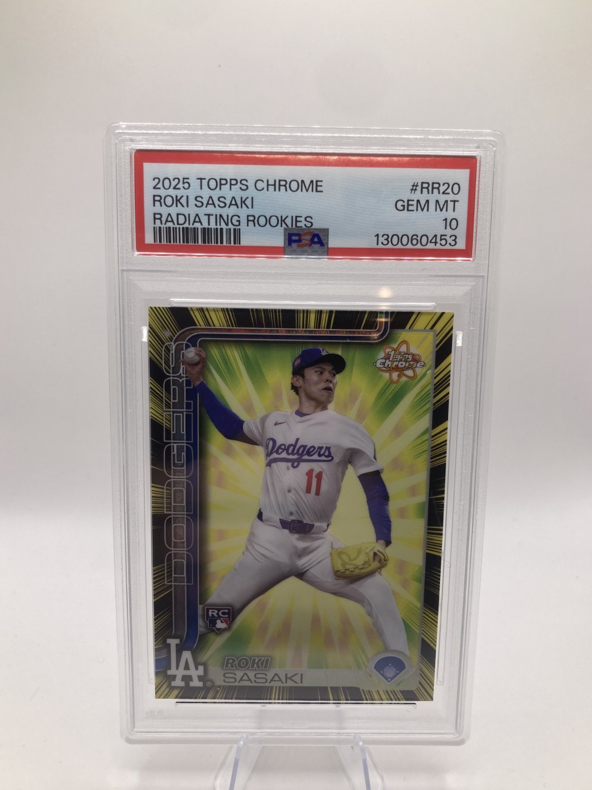 2025 Topps Chrome Radiating Rookies Roki Sasaki SP Rookie RC #RR-20 PSA 10