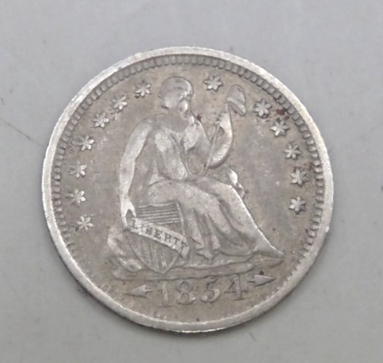 1854 Liberty 1/2 Dime Love Token "HV"