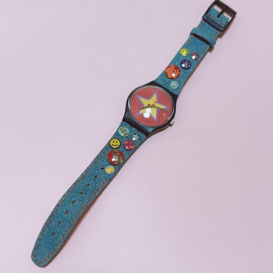 Swatch Denim Watch Heisei Retro 90s Rare Mint Cond Used