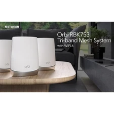 Netgear Orbi RBK753 AX4200 Tri Band WiFi 6 Mesh Router System Whole Home7500SqFt