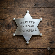 Collectable Western Badge - Old West Silver Finish Badge - Deputy US Marshal