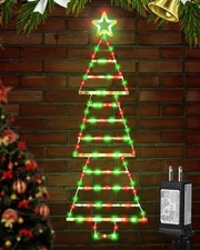 LED Christmas Lights Outdoor,4.6ft 189 LED Christmas Tree Ladder Light with Star