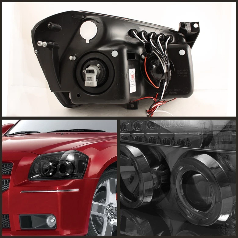 Se adapta a Smoke 05-07 Dodge Magnum Proyector Doble Halo LED Faros Lámpara Izquierda+Derecha Foto 2 de 2