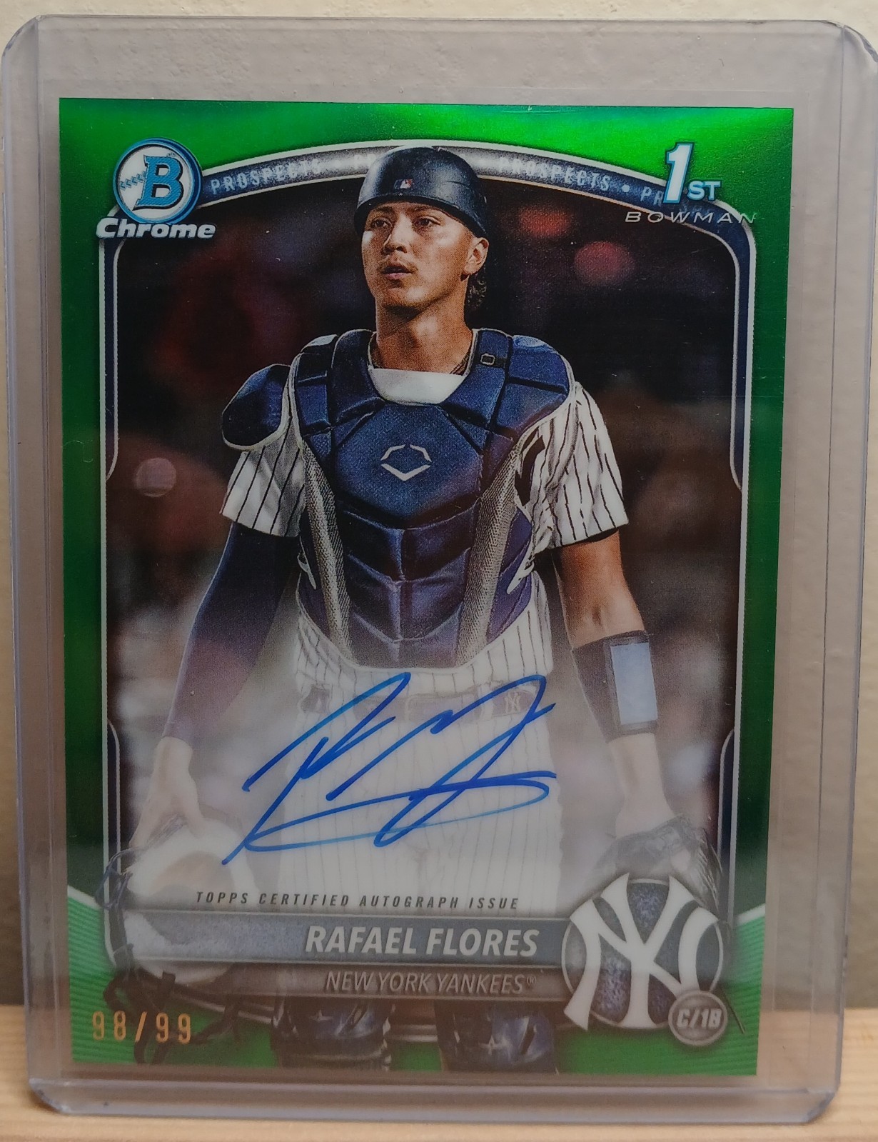 2025 Bowman Chrome Rafael Flores 1st Green Refractor Auto /99