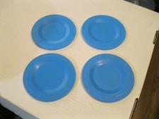Lot of 4 Fisher Price Fun With Food 1987 Blue Plates - 4 5/8" - Free Shipping
