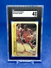 1986 Fleer Michael Jordan Rookie Card 1986-87 Sticker RC #8 SGC 4 Eye Appeal?. rookie card picture