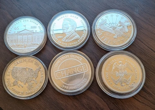 USA Presidents Lot 6 oz .999 Silver - Biden, Reagan, Obama, Bush, Clinton, etc..