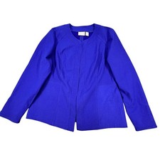 Chico's Royal Blue Open Front Blazer Women Size 2 Textured Rayon 570233724