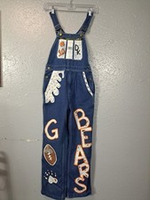 Liberty Stonewash Youth Denim Bib Overall Blue Bear Motif Embellishment Size 14.