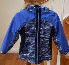 Free Country Girl's Youth Winter Jacket w/Hood, Size S 7-8 , Blue w/Multicolor