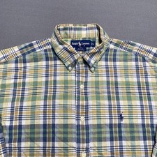 Ralph Lauren Shirt Mens Large Green Blue Plaid Blake Button Down Long Sleeve