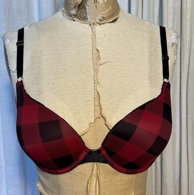 Vanity Fair Women s Convertible Push Up Bra /red Blk Plaid Sz 34C NWT