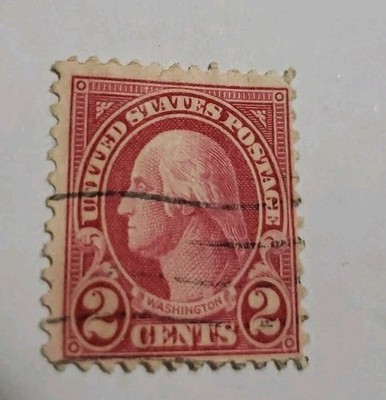 アメリカ　ジョージ・ワシントン2セント使用済切手　レッドリネン 1922-25 George Washington Red 2 Cent Postage Stamp Used Nice