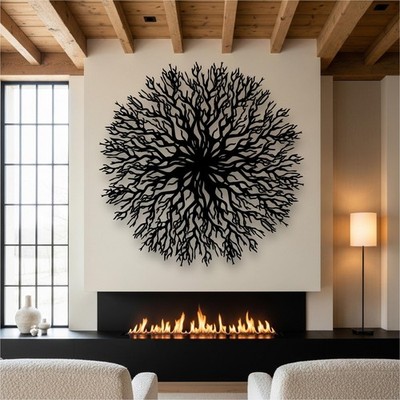 Abstract Tree Metal Sign, Fireplace Wall Art, Pine Tree Metal Wall Art Decor