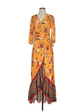 FARM Rio for Anthropologie Women Orange Casual Dress XS