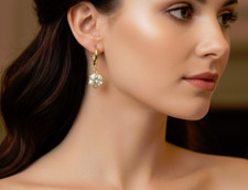 NWT Gold Tone Dangle/Drop Earrings Round Cut Cubic Zirconia