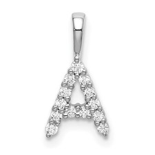14K White Gold Lab Grown VS/SI FGH Diamond Letter A Initial Pendant Mother Gift