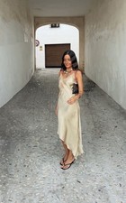 ZARA XS, XL, NEW ZW COLLECT ASYMMETRIC LACE LIGHT BEIGE DRESS  6895/053