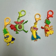 Fruit And Vegetable Super Hero Keychains, Set Of 4 Keychains