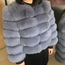 Real Fox Fur Coat Fur Fashion Young Coat Women Furry Jackets Warm Outwear Parka