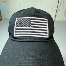 Black Baseball Cap American Flag Patch Adjustable Strap Casual Outdoor