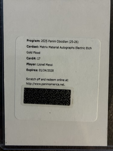 LIONEL MESSI 2025-26 Panini Obsidian GOLD Flood Matrix Auto Autograph Patch /10