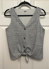 Old Navy Women s L Blue/White Striped V-Neck ...