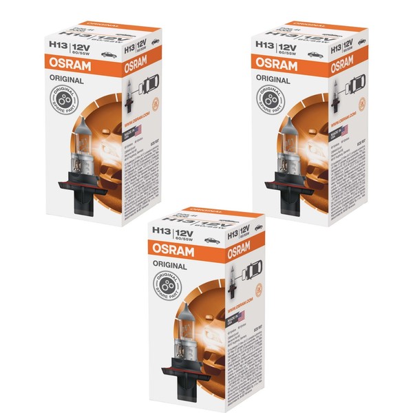 3X Osram H13 GlüHlampe Fernscheinwerfer 12V 60/55W P26.4T 9008 Autolampe-image
