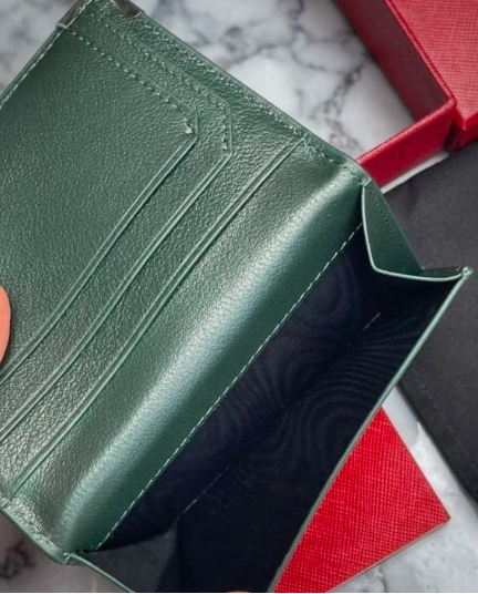Cartier Must de Cartier Green Calfskin Leather Card Holder Wallet
