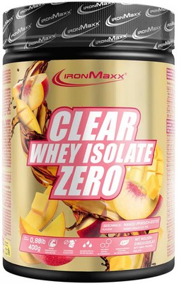 IronMaxx Clear Whey Isolate Zero, 400 g Dose, Mango Peach Ice Tea