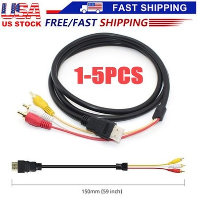 1080P HDMI Male to 3 RCA S-video AV Audio Cable Cord Adapter for TV HDTV DVD lot