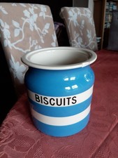 TG Green & Co Original Cornishware Biscuit Barrel In The Iconic Blue And White