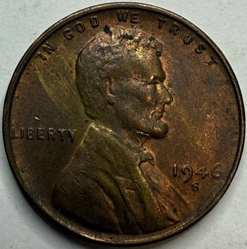 1946 S Uncirculated Brown Lincoln Wheat Cent Exact Coin Imaged #LWC1914