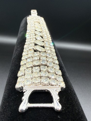 #ad Vintage Signed Kramer Of New York 6 Row Rhinestone Bracelet Silver Color 7” $169.99